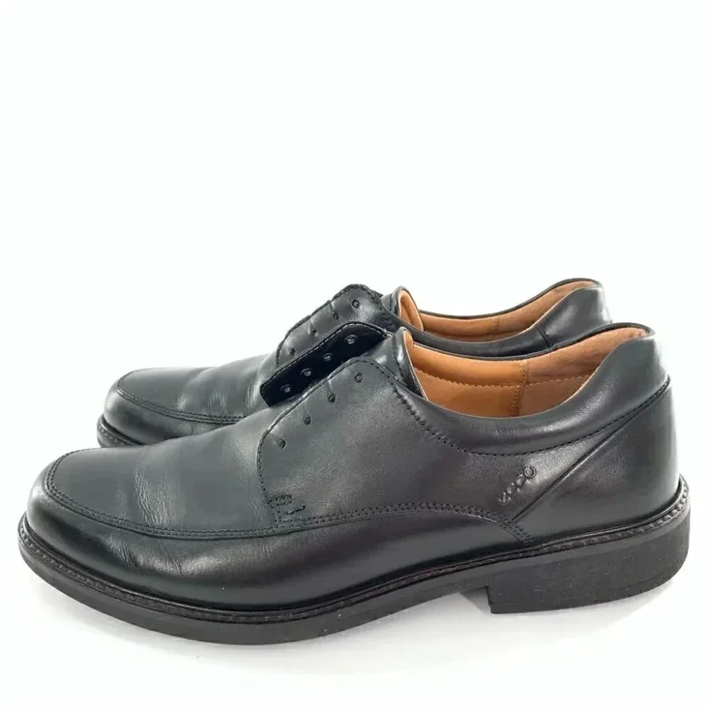 Ecco Mens lace up oxfords size 44 10-10.5 black leather comfort orthopedic